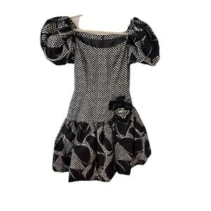 Lillie Rubin Vintage Off The Shoulder Polka Dot Ruffle‎ Dress Women's Sz 6 USA